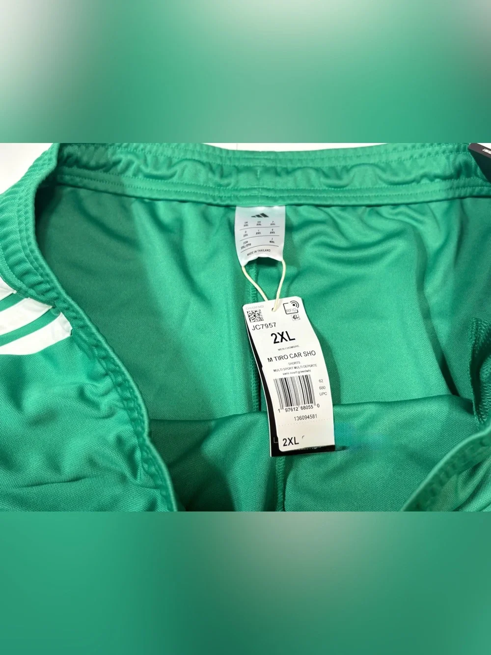 adidas originals Green Men’s 2XL Athletic Shorts with White Side Stripes